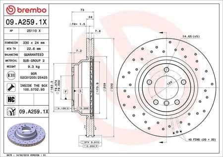 Brembo 09.A259.1X Brake Disc - 2