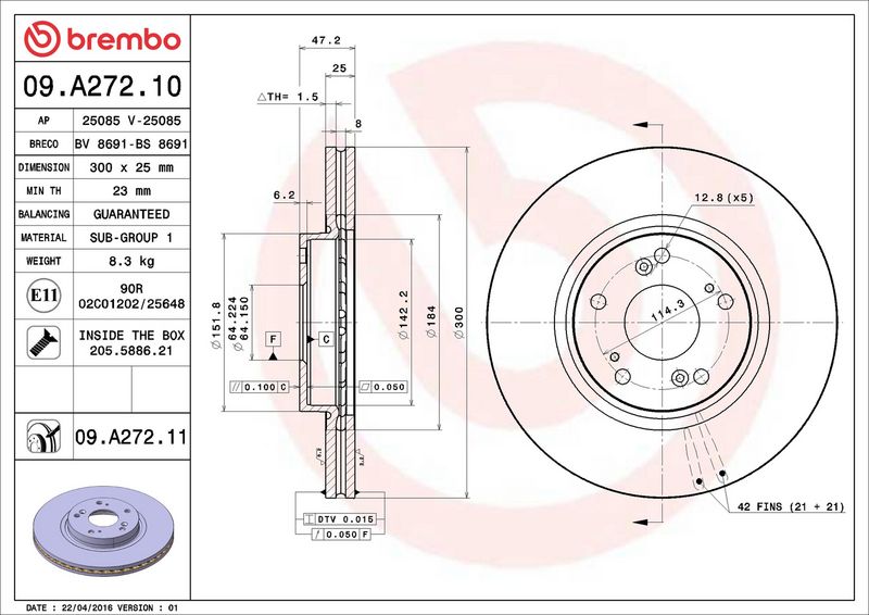 Brembo 09.A272.11 Brake Disc - 2