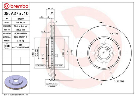 Brembo 09.A275.10 Brake Disc - 2