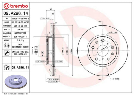 Brembo 09.A296.11 Brake Disc - 2