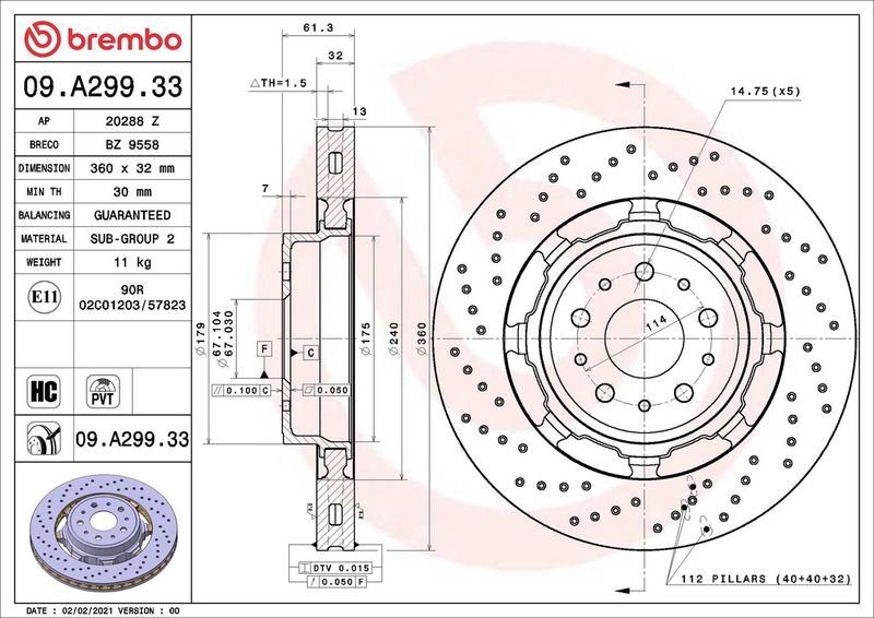 Brembo 09.A299.33 Brake Disc - 2