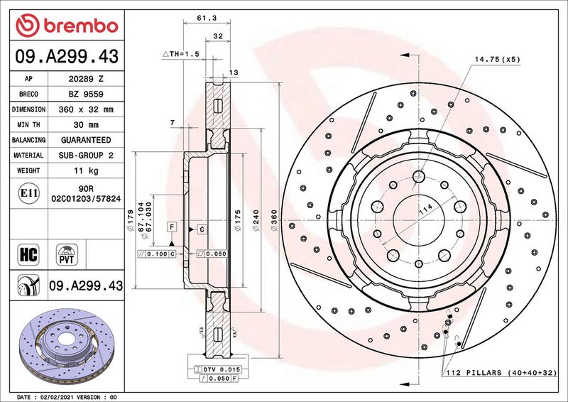 Brembo 09.A299.43 Brake Disc - 2