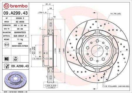 Brembo 09.A299.43 Brake Disc - 2