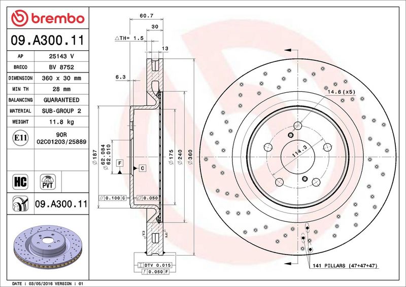 Brembo 09.A300.11 Brake Disc - 2