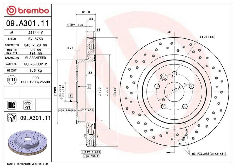 Brembo 09.A301.11 Brake Disc - 2