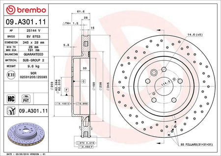 Brembo 09.A301.11 Brake Disc - 2