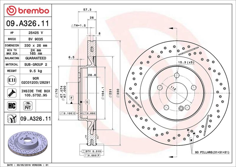 Brembo 09.A326.11 Brake Disc - 2