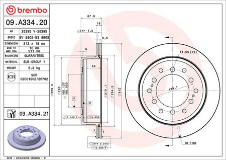 Brembo 09.A334.21 Brake Disc - 2