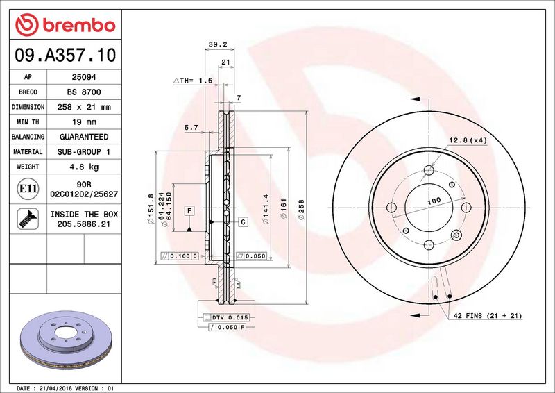 Brembo 09.A357.10 Brake Disc - 2