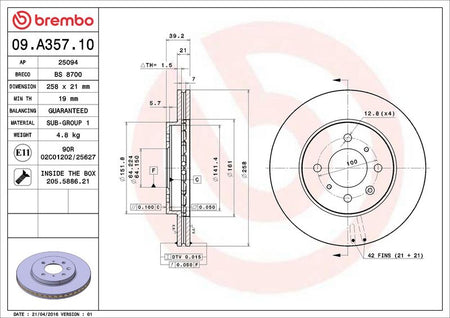 Brembo 09.A357.10 Brake Disc - 2