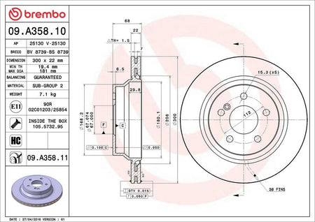 Brembo 09.A358.11 Brake Disc - 2