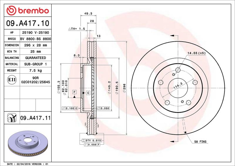 Brembo 09.A417.11 Brake Disc - 2