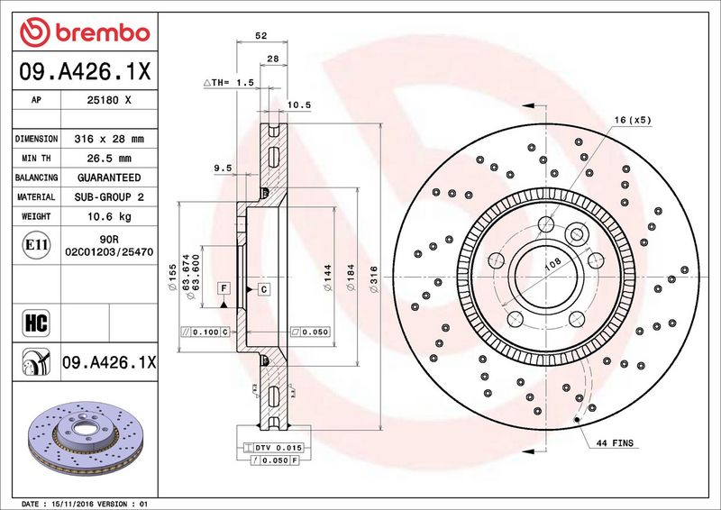 Brembo 09.A426.1X Brake Disc - 2
