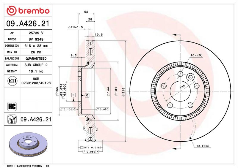 Brembo 09.A426.21 Brake Disc - 2