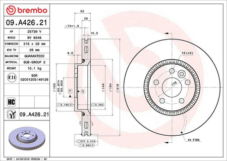 Brembo 09.A426.21 Brake Disc - 2