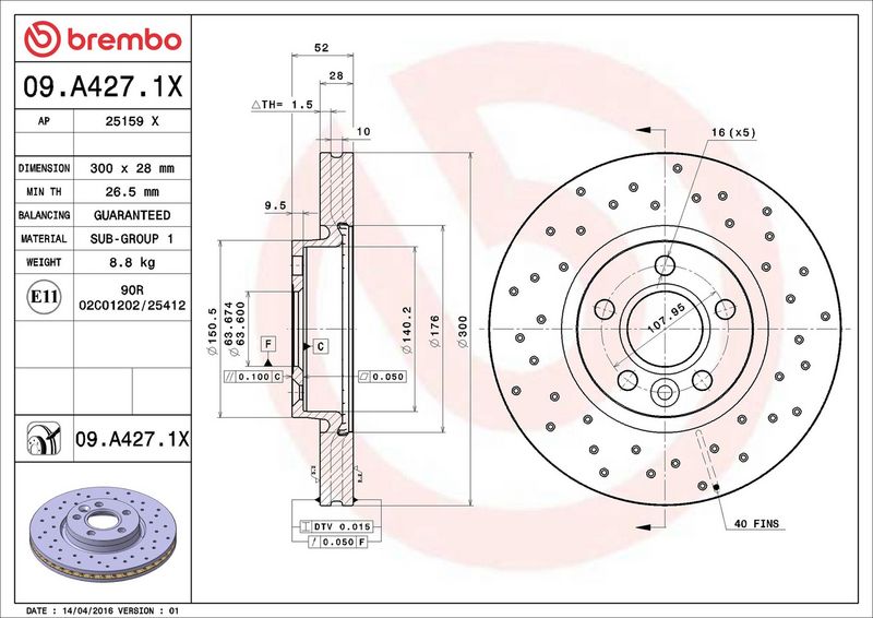 Brembo 09.A427.1X Brake Disc - 2