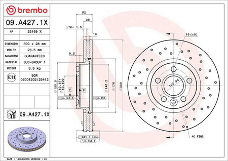 Brembo 09.A427.1X Brake Disc - 2