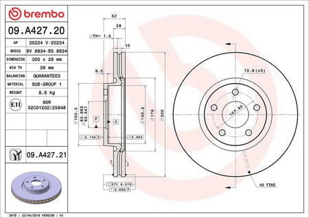 Brembo 09.A427.21 Brake Disc - 2