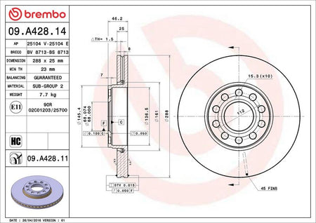 Brembo 09.A428.11 Brake Disc - 2