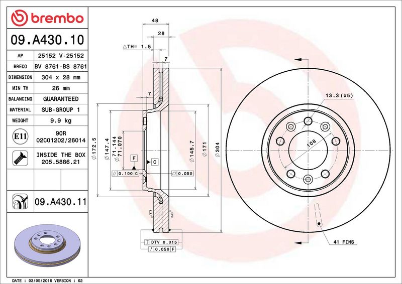 Brembo 09.A430.11 Brake Disc - 2