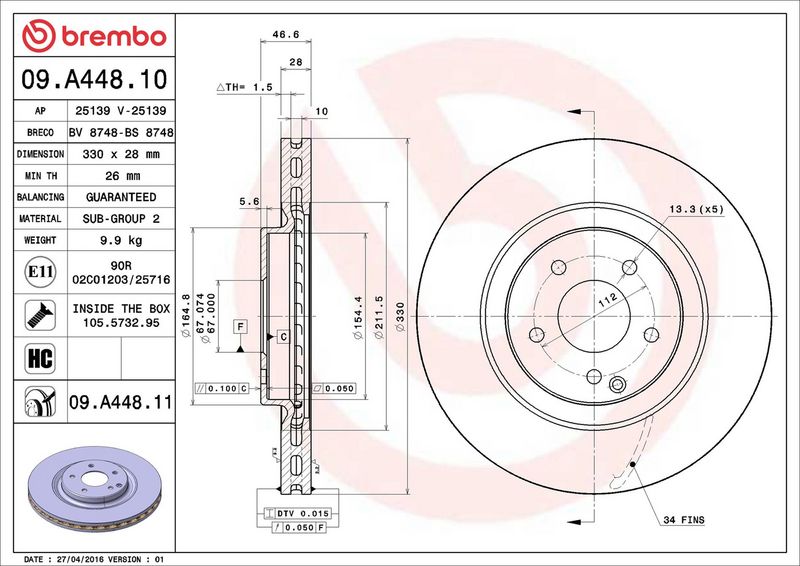 Brembo 09.A448.11 Brake Disc - 2