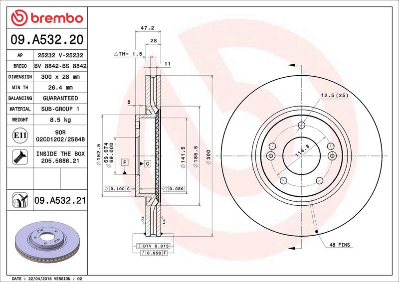 Brembo 09.A532.21 Brake Disc - 2