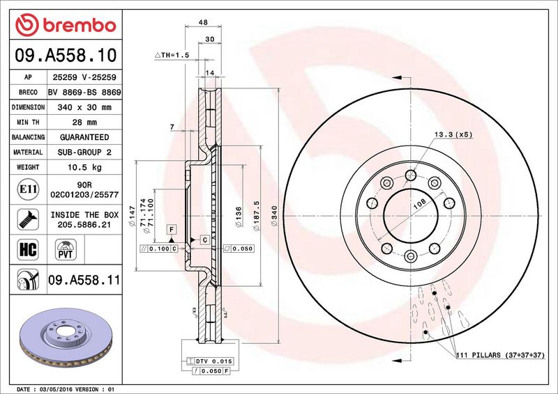 Brembo 09.A558.11 Brake Disc - 2