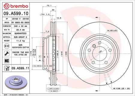 Brembo 09.A599.11 Brake Disc - 2