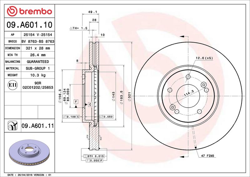 Brembo 09.A601.11 Brake Disc - 2