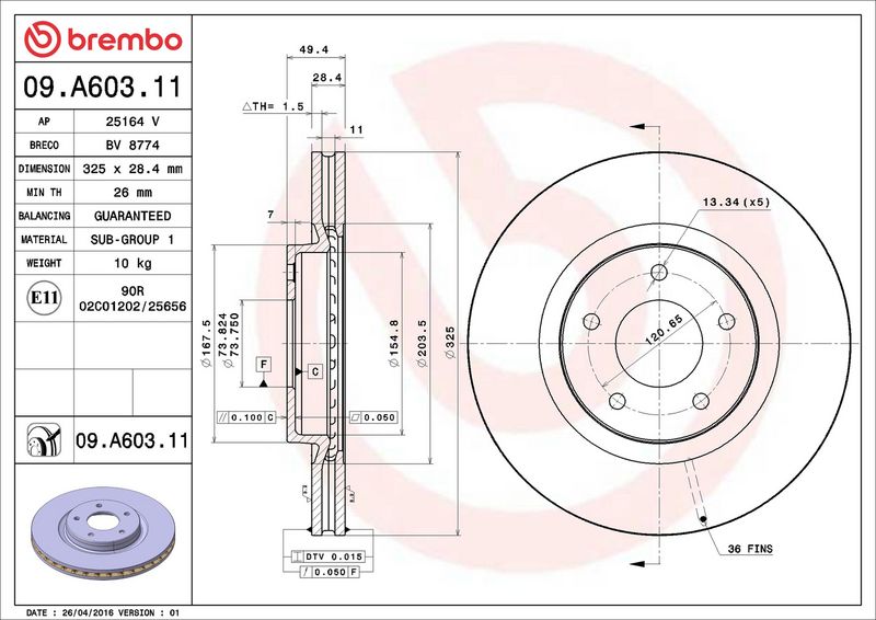 Brembo 09.A603.11 Brake Disc - 2