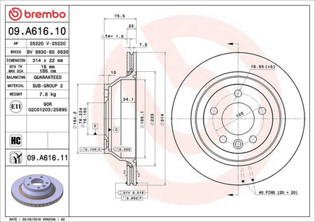 Brembo 09.A616.11 Brake Disc - 2