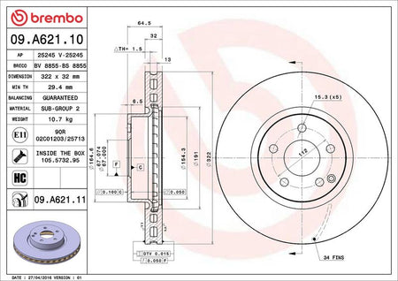 Brembo 09.A621.11 Brake Disc - 2