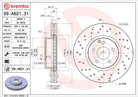 Brembo 09.A621.31 Brake Disc - 2