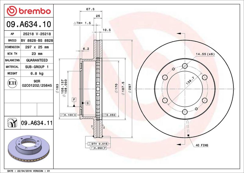 Brembo 09.A634.11 Brake Disc - 2