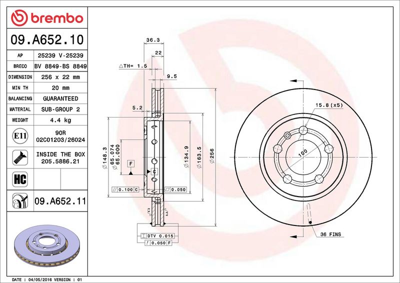 Brembo 09.A652.11 Brake Disc - 2