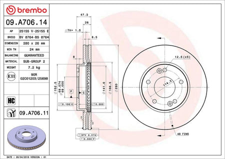 Brembo 09.A706.11 Brake Disc - 2