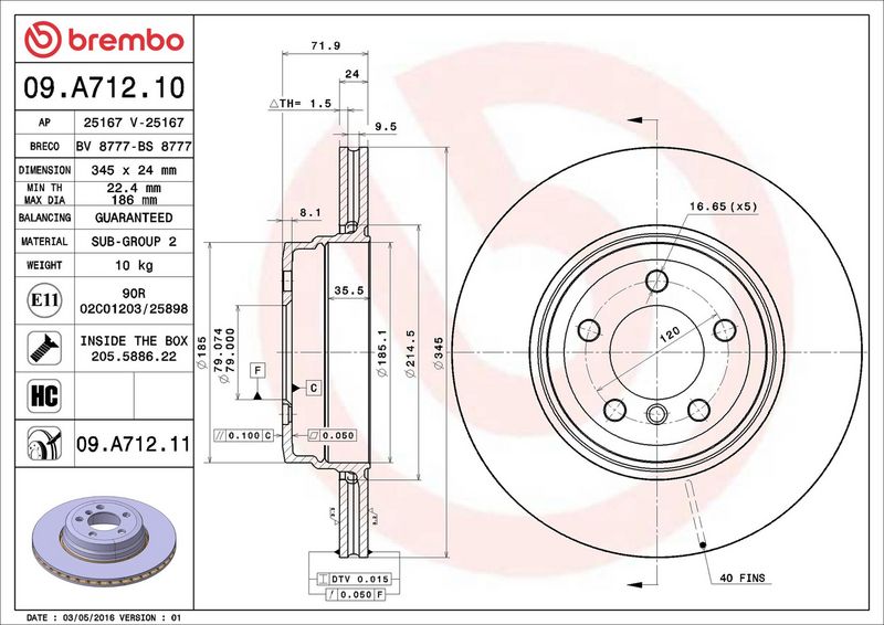 Brembo 09.A712.11 Brake Disc - 2