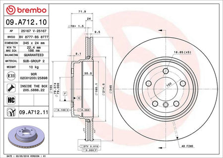 Brembo 09.A712.11 Brake Disc - 2