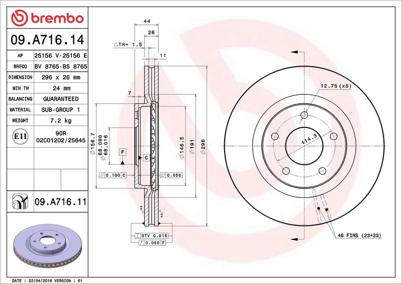 Brembo 09.A716.11 Brake Disc - 2