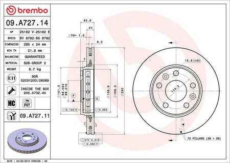Brembo 09.A727.11 Brake Disc - 2