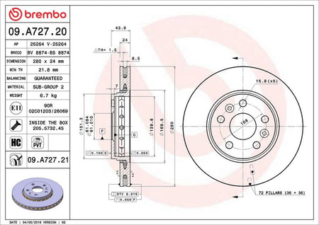 Brembo 09.A727.21 Brake Disc - 2