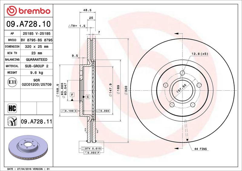 Brembo 09.A728.11 Brake Disc - 2