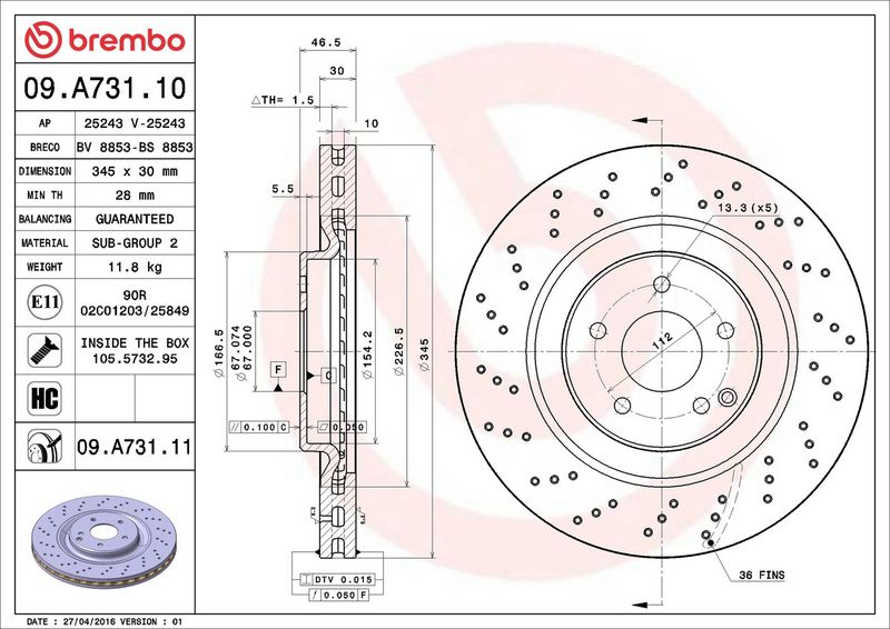 Brembo 09.A731.11 Brake Disc - 2