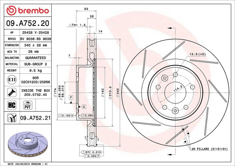 Brembo 09.A752.21 Brake Disc - 2