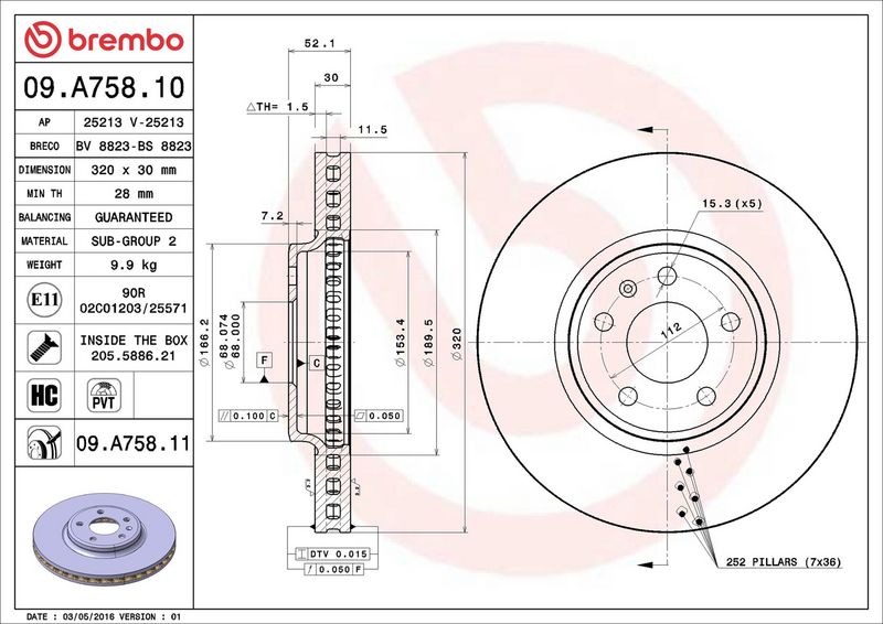Brembo 09.A758.11 Brake Disc - 2