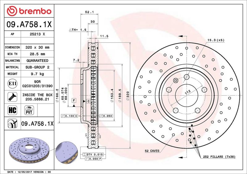 Brembo 09.A758.1X Brake Disc - 2