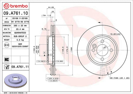 Brembo 09.A761.11 Brake Disc - 2