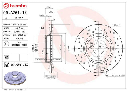Brembo 09.A761.1X Brake Disc - 2