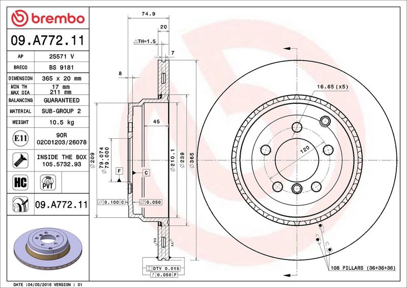 Brembo 09.A772.11 Brake Disc - 2