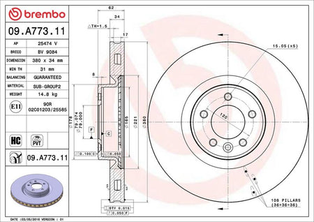 Brembo 09.A773.11 Brake Disc - 2